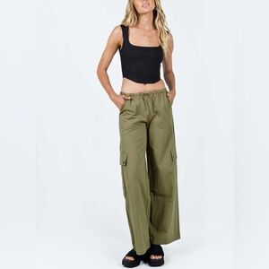 Princess Polly Wide Leg Cargo Utility Pants in Khaki